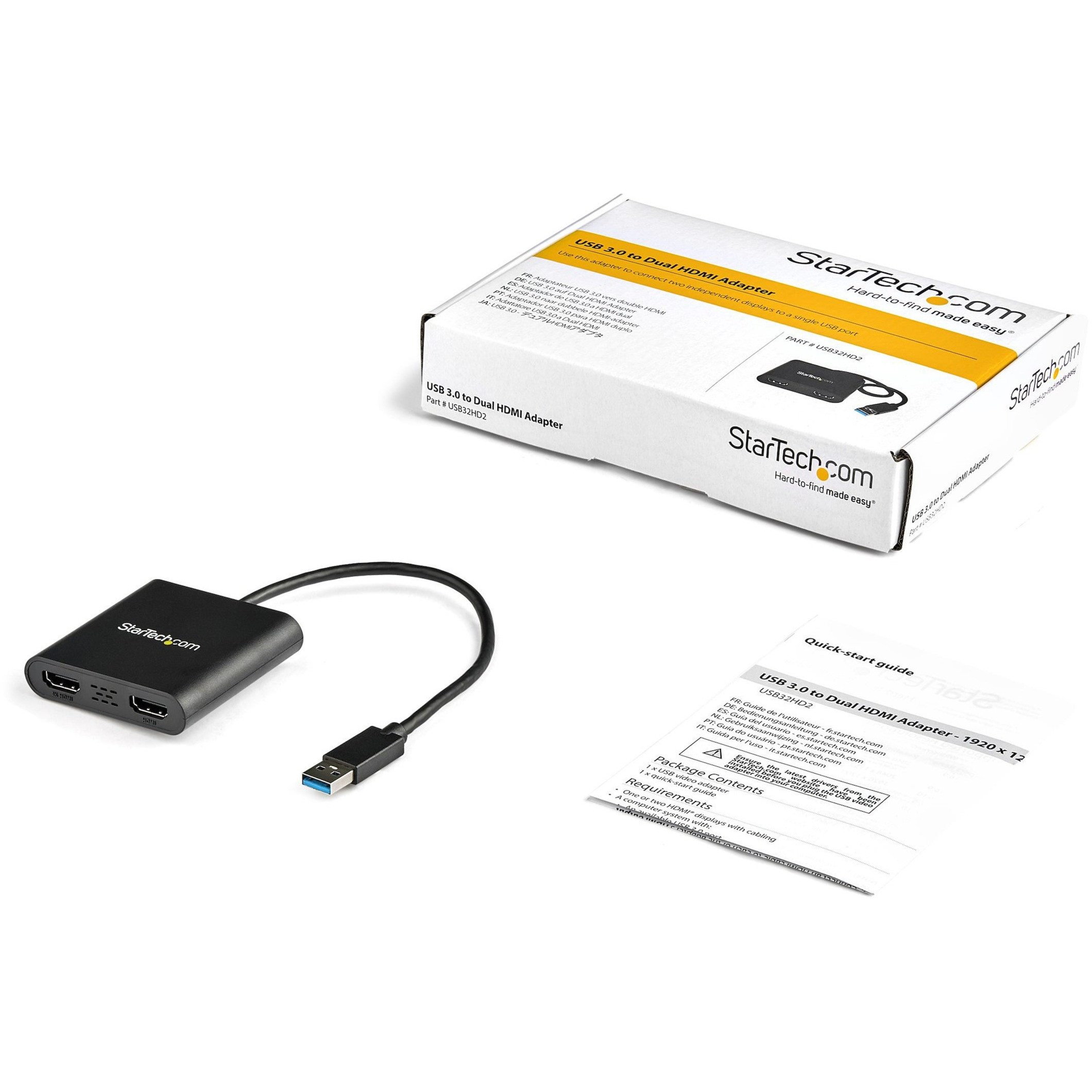 Startech .com USB 3.0 to Dual HDMI Adapter, 1x 4K & 1x 1080p