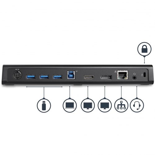 Startech .com USB 3.0 Docking StationWindows / macOS CompatibleSupports Dual Displays, HDMI / DisplayPort or 4K Ultra HD on a Single M… USB3DOCKHDPC