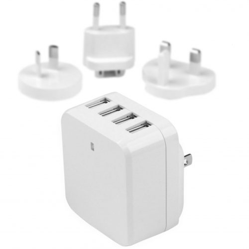 Startech .com Travel USB Wall Charger4 PortWhiteUniversal Travel AdapterInternational Power AdapterUSB ChargerCharge 2 tablet… USB4PACWH