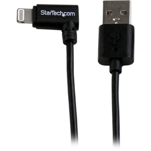 Startech .com 1m (3ft) Angled Black Apple 8-pin Lightning Connector to USB Cable for iPhone / iPod / iPadCharge or Sync your iPhone, iPod, o… USBLT1MBR