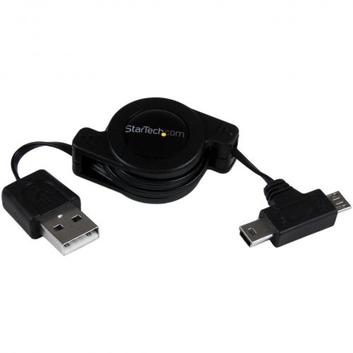 Startech .com 2.5 ft Retractable USB Combo CableUSB to Micro USB and Mini USBM/MCharge or sync either Micro or Mini USB mobile devic… USBRETAUBMB
