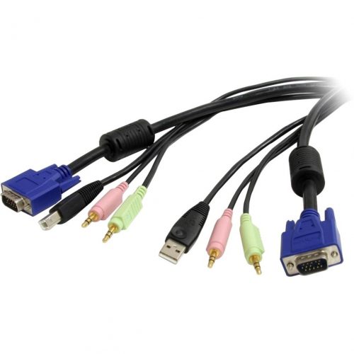 Startech .com 10 ft 4-in-1 USB VGA KVM Cable with Audio and Microphone10ft USBVGA4N1A10