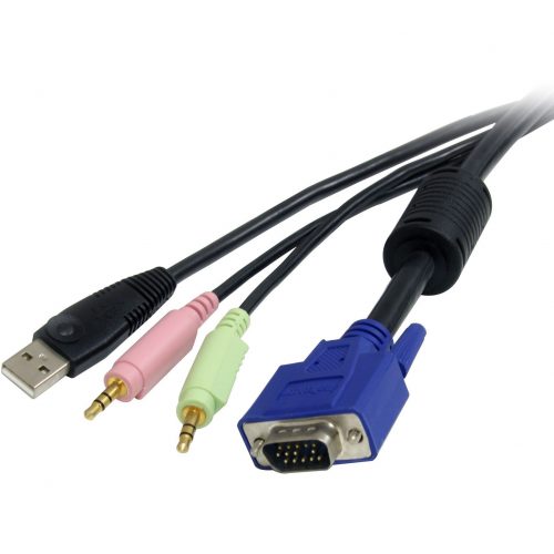 Startech .com 6 ft 4-in-1 USB VGA KVM Switch Cable with AudioConnect high resolution VGA video, USB, audio and microphone all in one cable… USBVGA4N1A6