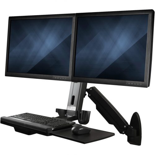 Startech .com Wall Mount Workstation, Full Motion Standing Desk with Ergonomic Height Adjustable Dual VESA Monitor & Keyboard Tray ArmErgonom… WALLSTS2