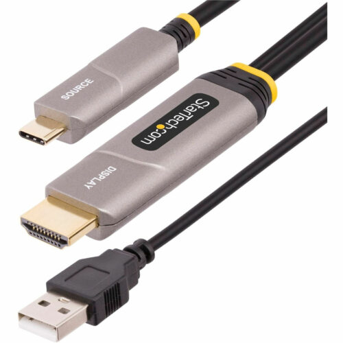 Startech .com Fiber Optic Audio/Video Cable30 ft Fiber Optic A/V Cable for Audio/Video Device, Display, Wall Charger, Notebook, U… 145B-USBC-HDMI4K-AOC