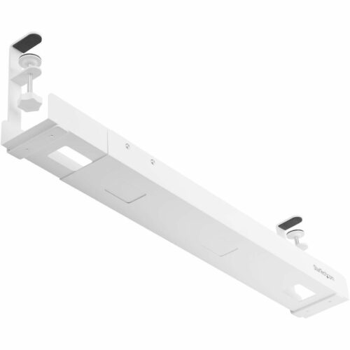 Startech .com Under Desk Cable Management Tray, Length Adjustable, Clamp-On Installation, No Drilling Required, WhiteLength adjus… CALW-DESK-CABLE-TRAY