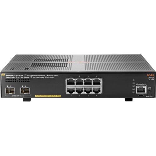 Aruba HPE 2930F 8G PoE+ 2SFP+ Switch8 PortsManageable10 Gigabit Ethernet, Gigabit Ethernet10/100/1000Base-T, 10GBase-X3 Layer Suppor… JL258A#B2B