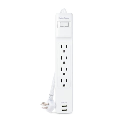 Cyber Power Home Office P406U 4-Outlet Surge Suppressor/Protector2 x USB, 4 x NEMA 5-15R500 J120 V AC InputAudio/Video P406U