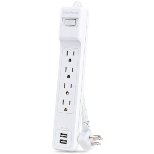 Cyber Power Home Office P406U 4-Outlet Surge Suppressor/Protector2 x USB, 4 x NEMA 5-15R500 J120 V AC InputAudio/Video P406U