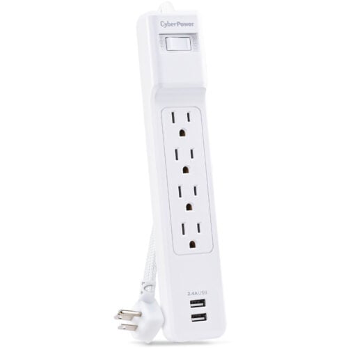 Cyber Power Home Office P406U 4-Outlet Surge Suppressor/Protector2 x USB, 4 x NEMA 5-15R500 J120 V AC InputAudio/Video P406U