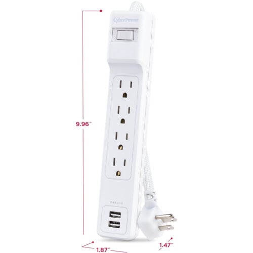 Cyber Power Home Office P406U 4-Outlet Surge Suppressor/Protector2 x USB, 4 x NEMA 5-15R500 J120 V AC InputAudio/Video P406U