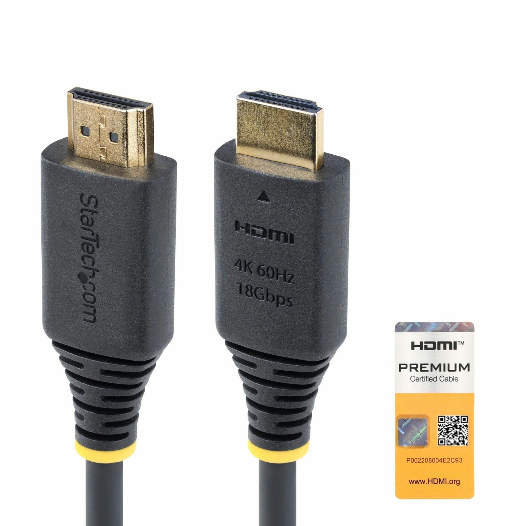 Startech .com 12ft (3.6m) Premium Certified High Speed HDMI Cable, 4K 60Hz/1440p 144Hz, 18Gbps, UHD HDMI 2.0 Cord, TPE JacketPrem… HDMI2-CABLE-4K60-12F