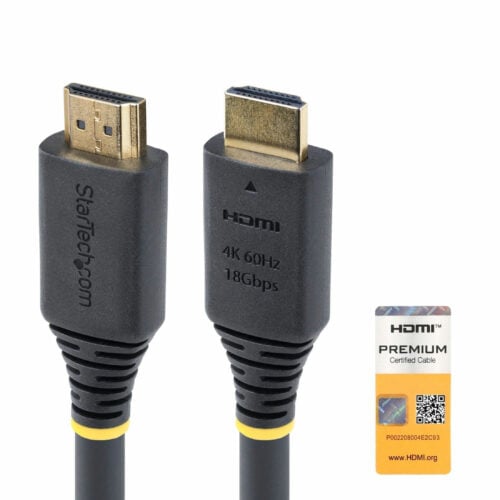 Startech .com 25ft (7.6m) Premium Certified High Speed HDMI Cable, 4K 60Hz/1440p 144Hz, 18Gbps, UHD HDMI 2.0 Cord, TPE JacketPrem… HDMI2-CABLE-4K60-25F