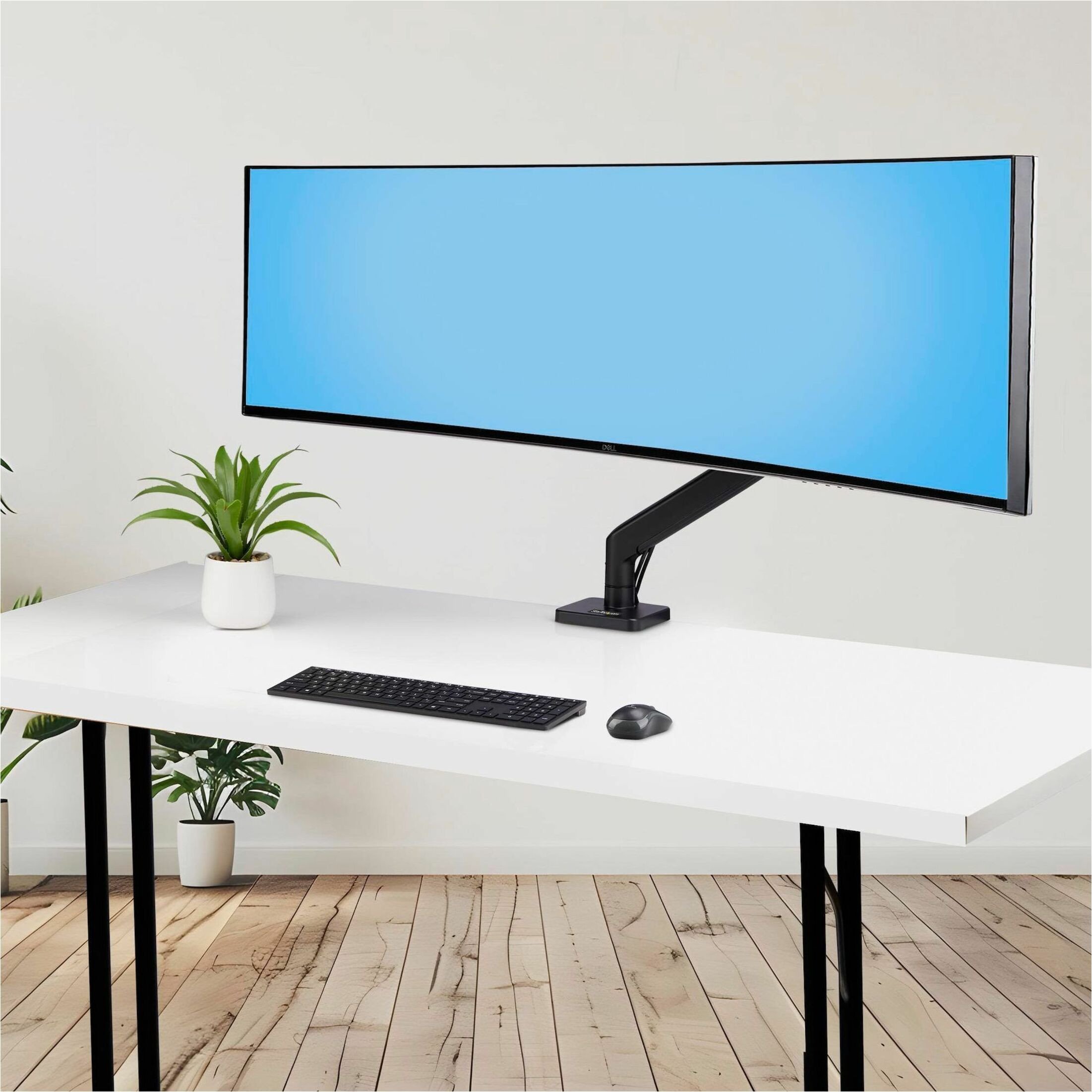 Startech .com Monitor Desk Mount for up to 49in 32:9 Ultrawide Curved Screen, Mechanical Spring Arm, C-Clamp/Grommet, Max Weight 44lb… H1M1AG1-MONITOR-ARM