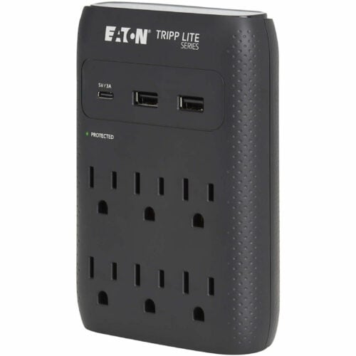 Tripp Lite Eaton   Series Protect It! 6-Outlet Surge Protector5-15R Outlets, USB-C and USB-A Ports, 5-15P Direct Plug-In, 1080 Joules, BlackB… SK60CB