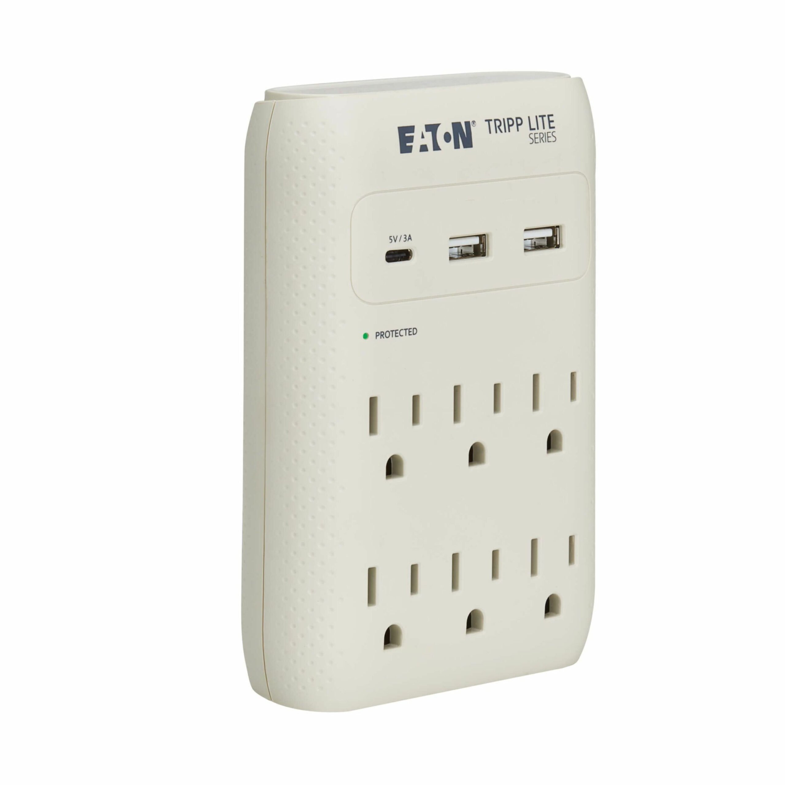 Tripp Lite Eaton   Series Protect It! 6-Outlet Surge Protector5-15R Outlets, USB-C and USB-A Ports, 5-15P Direct Plug-In, 1080 Joules, GrayGra… SK60C