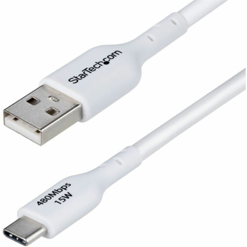 Startech .com 10ft (3m) USB-A to USB-C Charging Cable, Charge & Sync, 3A, USB 2.0, TPE JacketWhite USB Charging CordUSB-A to USB-C Cha… USB2AC10FWHE