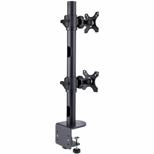 Startech .com Desk Mount For 2x Vertically Stacked Monitors, Dual 49″ , Total 70lb/32kg, C-Clamp, VESA, Widescreen 16:9/Ultrawide 32:… H2MPV-MONITOR-MOUNT